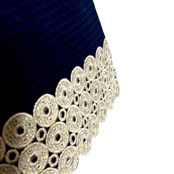 Lilly Pulitzer Navy Blue Gold Lace Dress | Size 00 - Picture 4 of 6